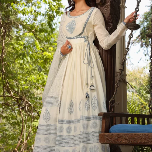 Angrakha style Cotton Gown - NAVYA Fashion Boutique Angrakha style Cotton Gown - NAVYA Fashion Boutique