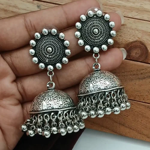 Oxidized German Silver Jhumka Earrings