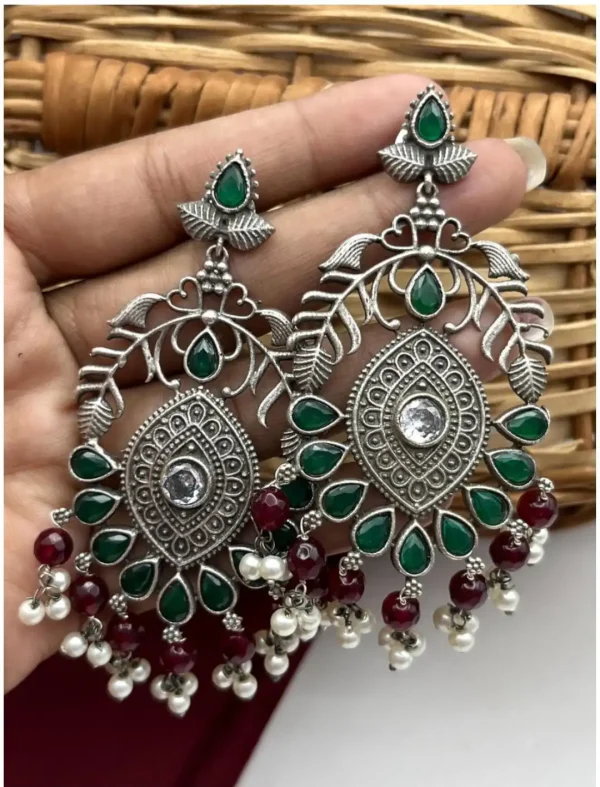 Oxidized German Silver Drop Earrings