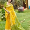 Cotton Saree with Pom Pom Lace