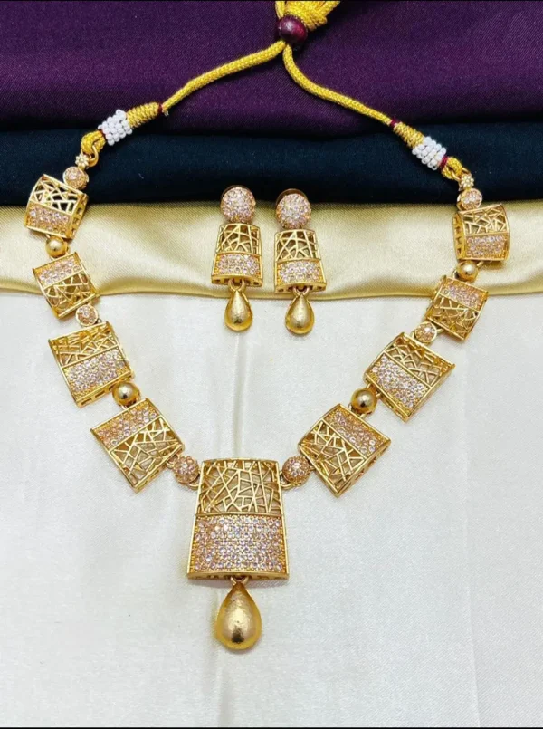 Gold Plated Geometric Necklace Set