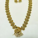 Gold Plated Peacock Design Necklace Set with Earrings