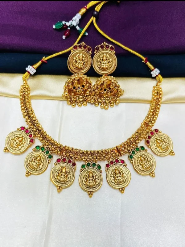 Laxmi coin temple jewellery necklace set