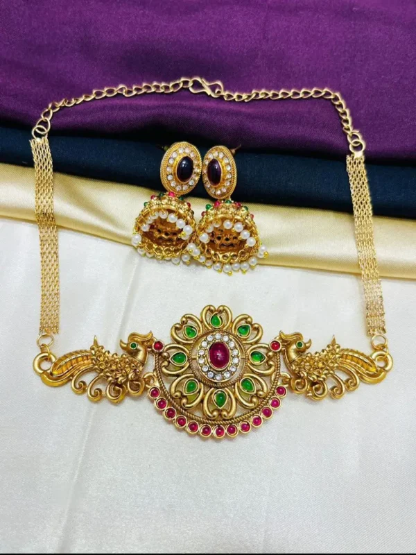 peacock themed choker necklace set