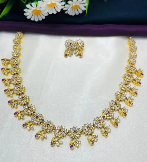 Gold Plated Floral Necklace Set
