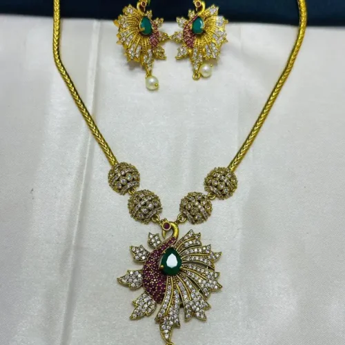Gold Plated Peacock Design Necklace Set