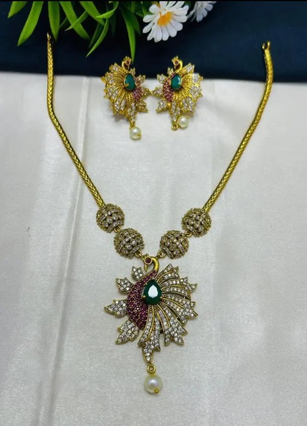 Gold Plated Peacock Design Necklace Set